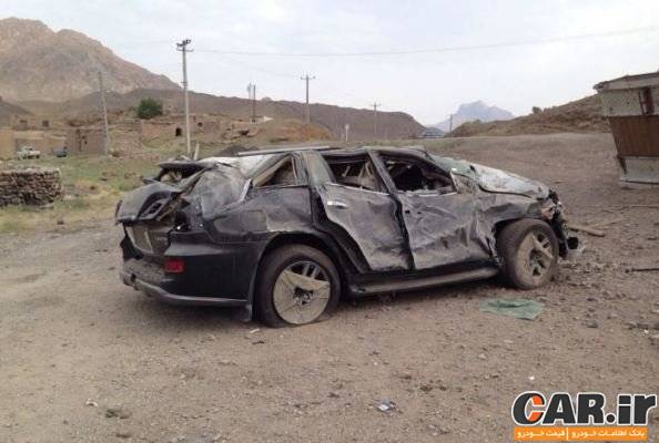  واژگونی تریلی حامل 6 دستگاه لکسس در کرمان 